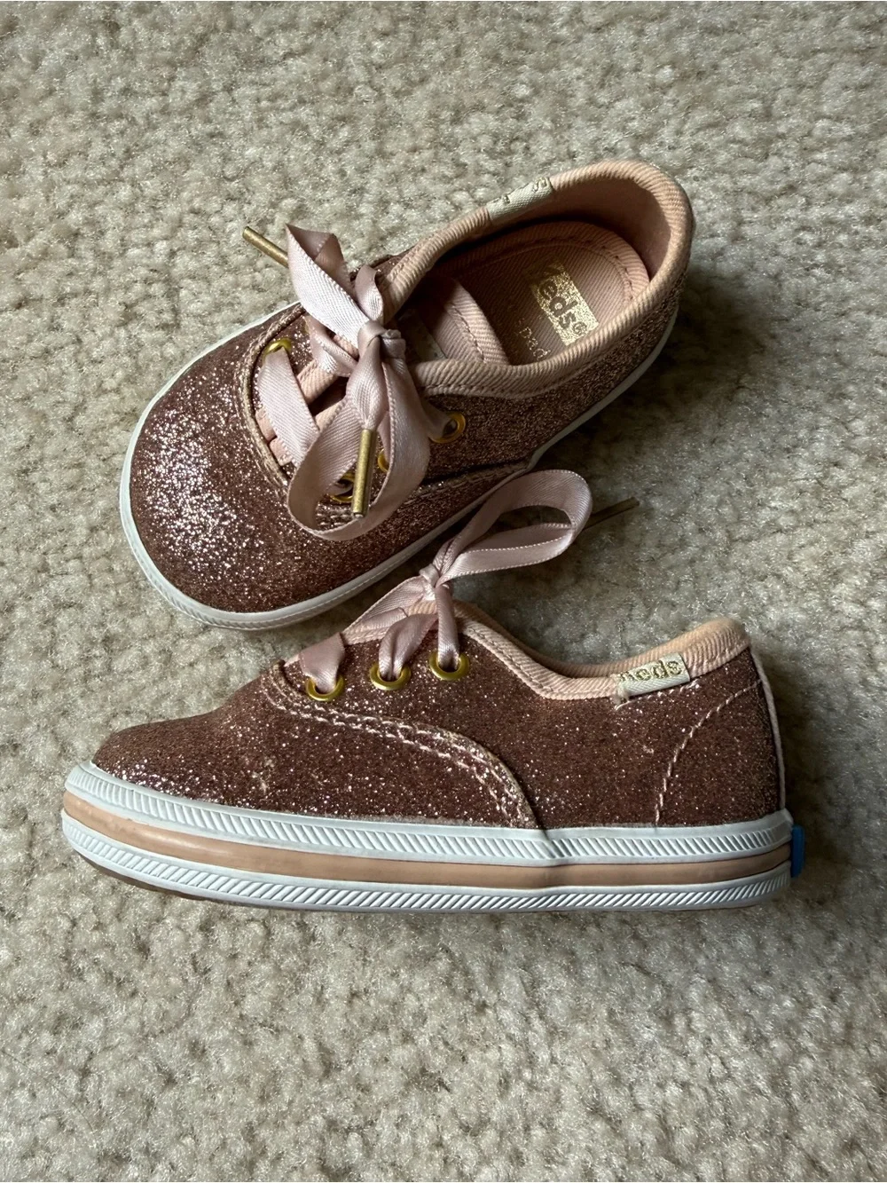 Keds by Kate Spade rose gold glitter sneakers